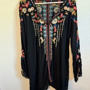 Johnny Was Embroidered Black Women's tunic